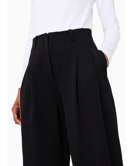 Emporio Armani Black Pleated High-Rise Casual Pants