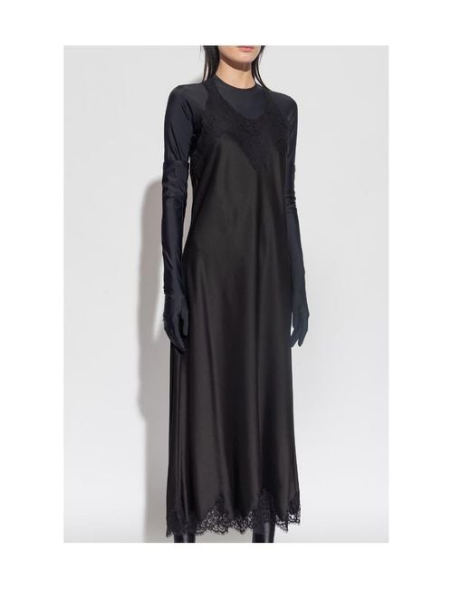 Balenciaga Black Lace Trimmed Sleeveless Dress