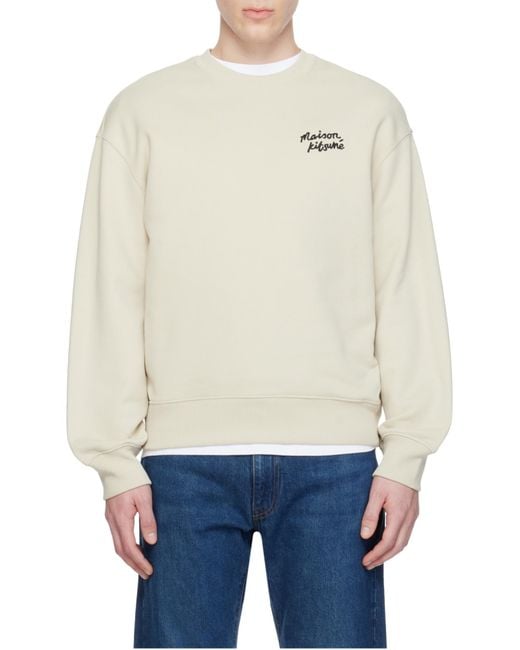 Maison Kitsuné White Maison Kitsuné Logo Embroidered Sweatshirt for men