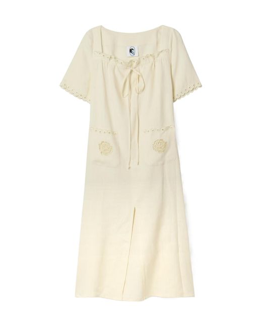 Sleeper Natural Sofia Embroidered Linen Dress