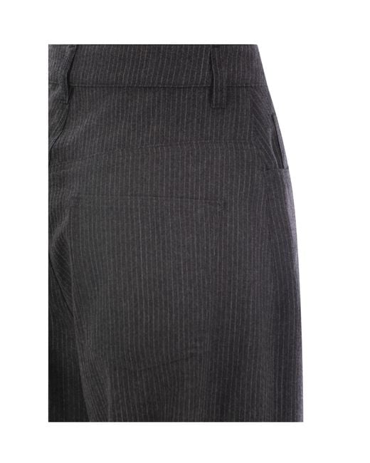 Fabiana Filippi Gray Straight-Leg Striped Trousers