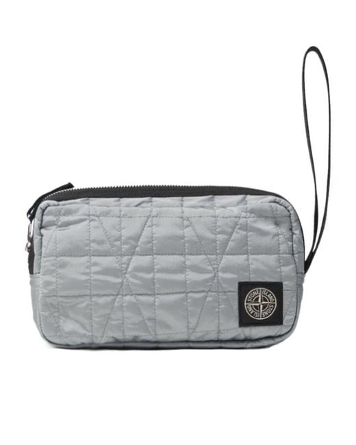 Stone Island Gray Logo Patch Zipped Wrist Pouch for men