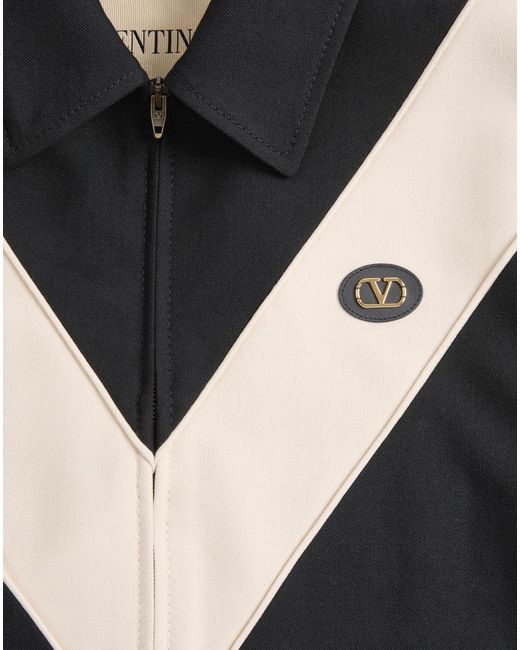 Valentino Black Logo Patch Zip-Up Overshirt for men