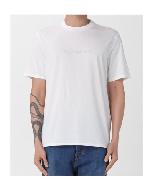 Emporio Armani White Logo Crew-Neck T-Shirt for men
