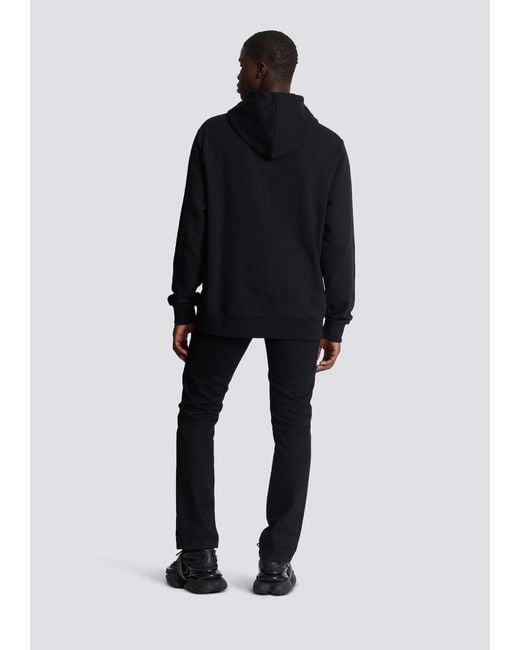 Balmain Blue Iconic Cotton Hoodie for men