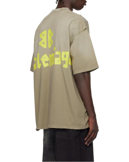 Balenciaga Green Logo Printed Crewneck T-Shirt for men