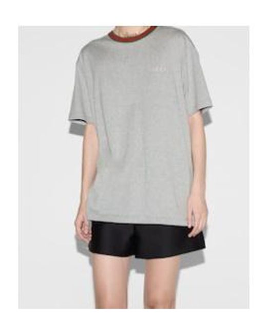 Gucci Gray Web Detailed Jersey T-Shirt