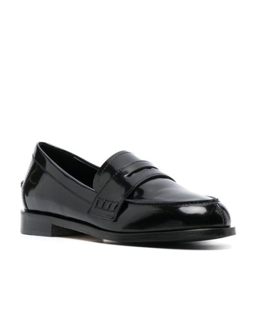 Aeyde Black Penny-Slot Leather Loafers
