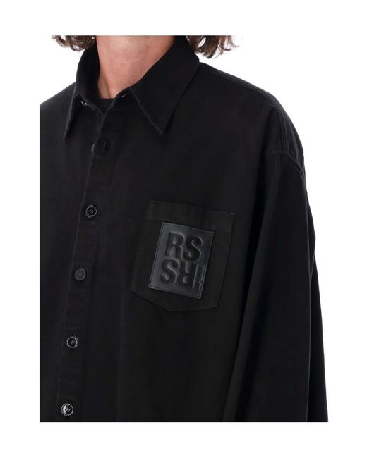 Raf Simons Black Logo Long-Sleeved Shirt for men