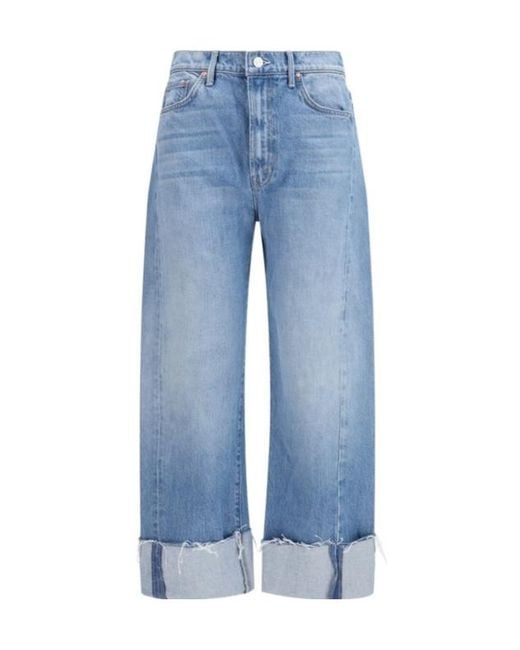 Mother Blue High-Rise Wide-Leg Jeans