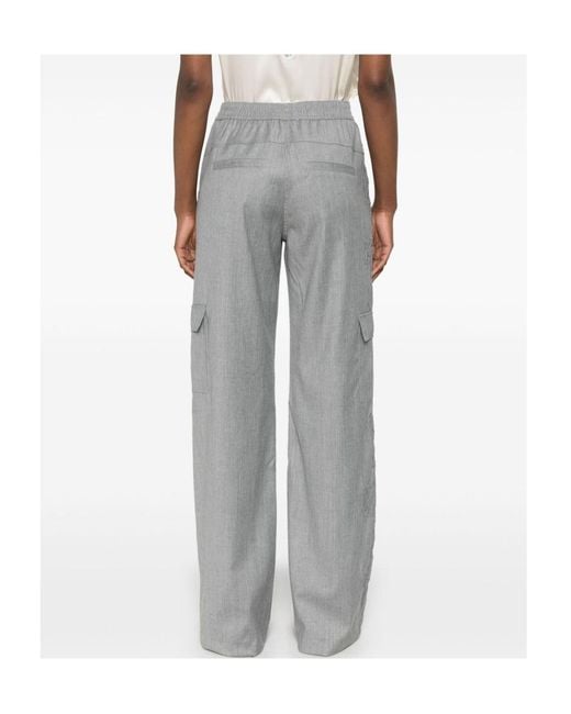 Ermanno Scervino Gray Lace-Embellished Trousers