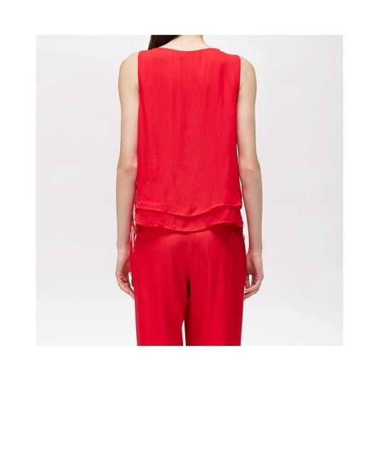 Blugirl Blumarine Red Ruffled Georgette Top
