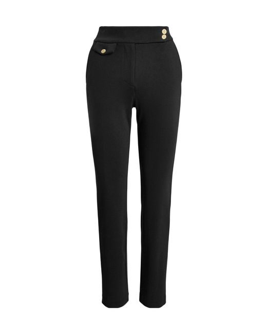 Ralph Lauren Black Solid Color Straight Leg Trouser