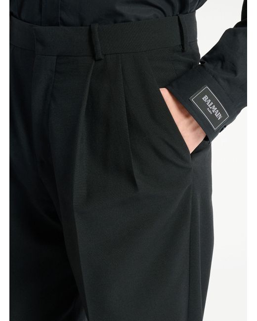 Balmain Black Wool Trousers for men