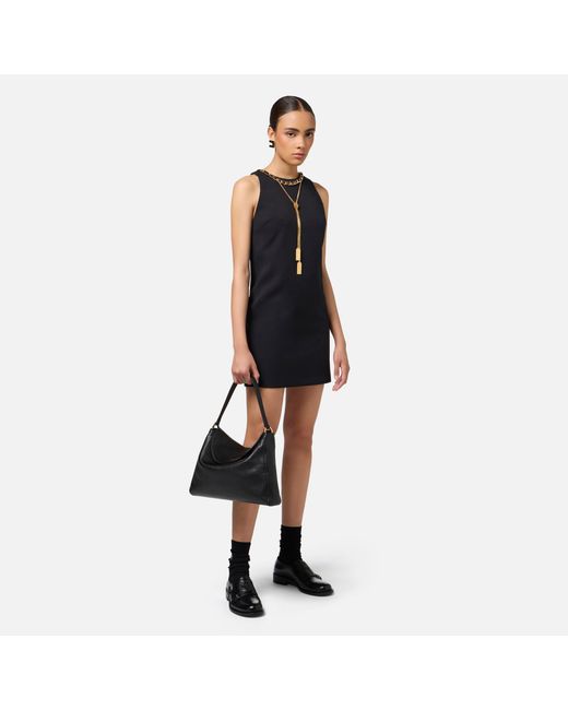 Elisabetta Franchi Black Embellished Crepe Boxy Mini Dress