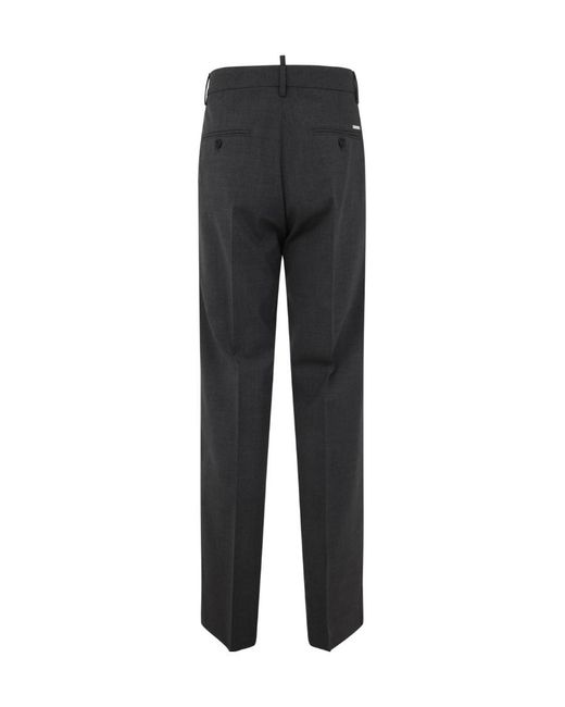 DSquared² Black Logo-Plaque Tailored Pleated Trousers for men