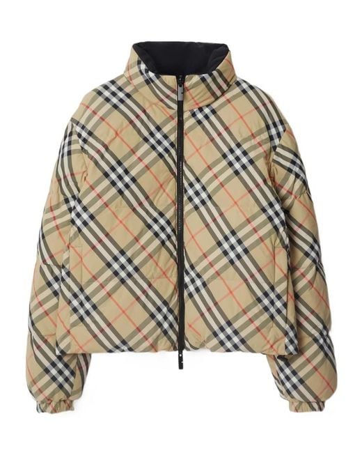 Burberry Metallic Reversible Checked Zipped Puffer Jacket