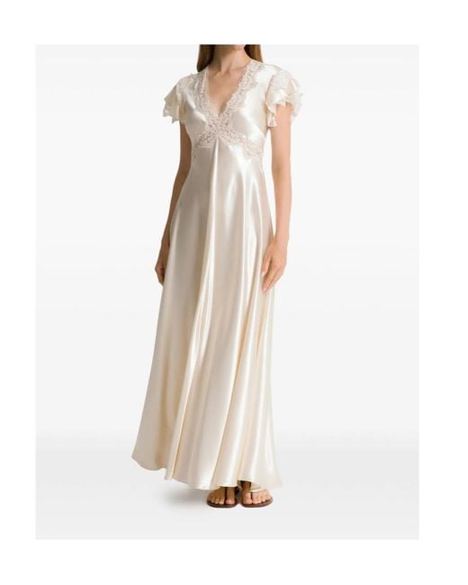 Alberta Ferretti White V-Neck Dress