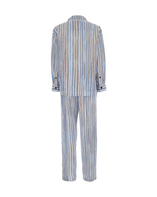 Bottega Veneta Blue Pijama Set With All-Over Striped Motif