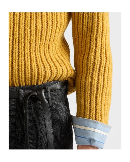 Prada Yellow Shetland Wool Crew-Neck Sweater for men
