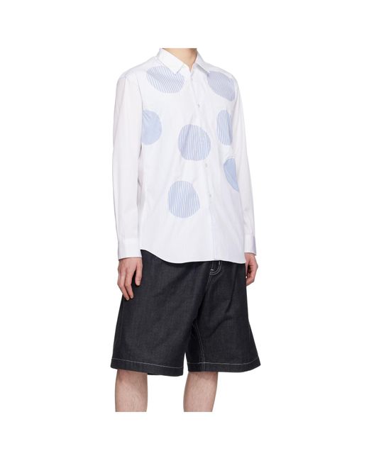 Comme des Garçons White Plain Stripe Shirt for men