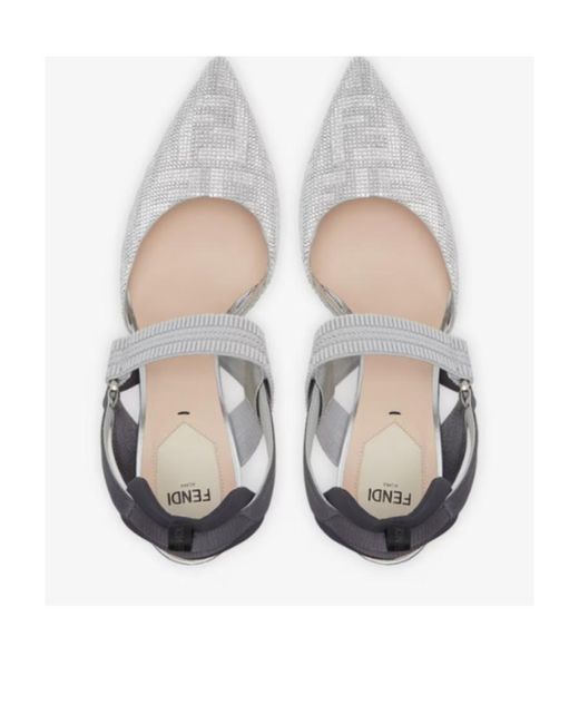 Fendi White Colibrì Slingback Pumps