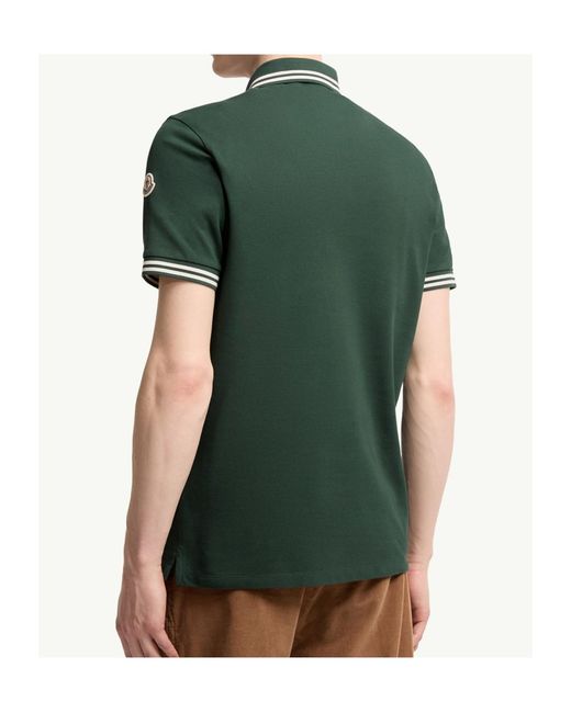 Moncler Green Logo Embroidered Short-Sleeve Polo Shirt for men