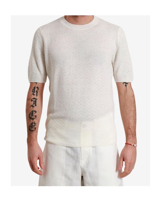 Gran Sasso Green Textured Short Sleeve Knitted Sweater for men