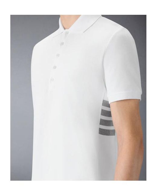 Thom Browne White Bar Short-Sleeved Polo Shirt for men