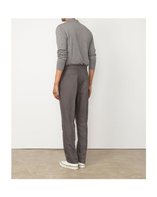 Officine Generale Gray Pleated Casual Pants for men