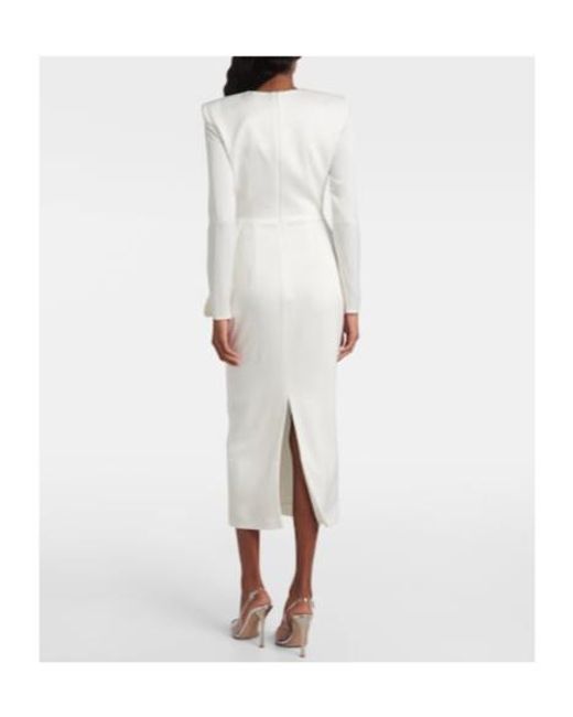 Alex Perry White Bow-Detail Crepe Satin Gown
