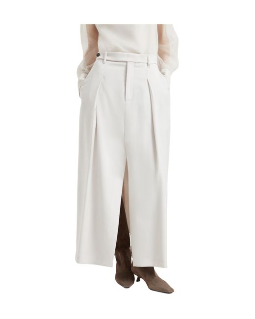 Brunello Cucinelli White Curved Sartorial Skirt