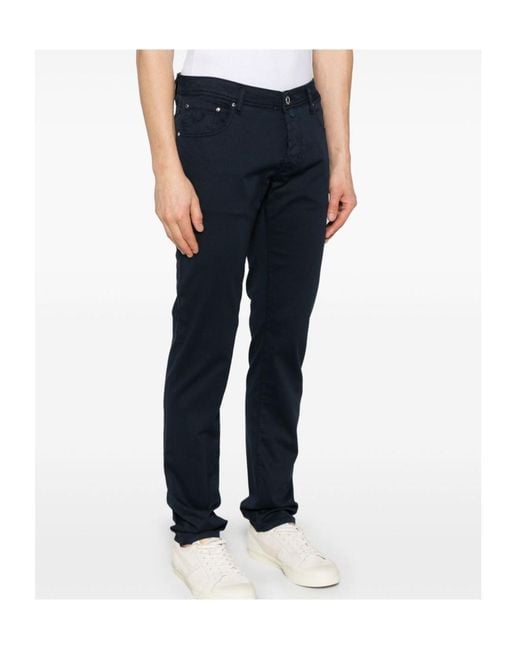 Jacob Cohen Blue Nick Slim Diagonal Str. Five-Pocket Jeans for men