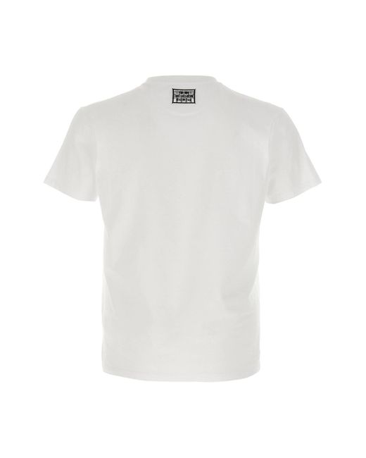 Fendi White Logo Embroidered Crewneck T-Shirt for men