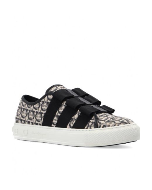 Ferragamo Black Gancini-Pattern Jacquard Sneakers