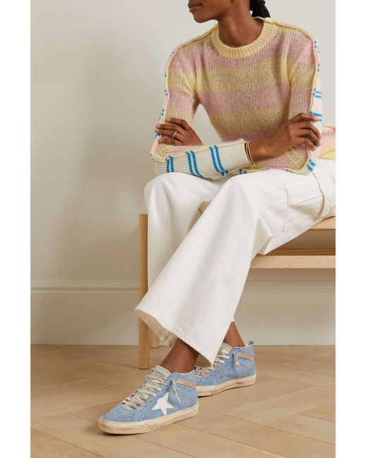 Golden Goose Deluxe Brand Blue Round-Headed High-Top Casual Shoes