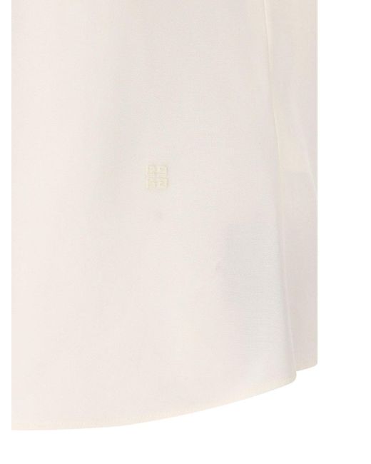 Givenchy White V-Neck Ruffled Blouse