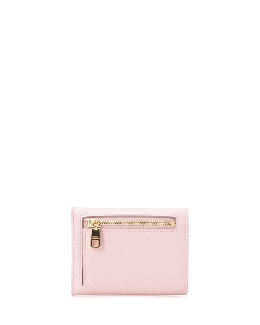Dolce & Gabbana Pink Logo Plaque Trifold Wallet