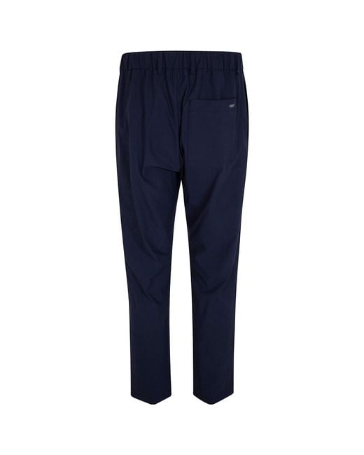 Herno Blue Logo Plaque Drawstring Trousers for men