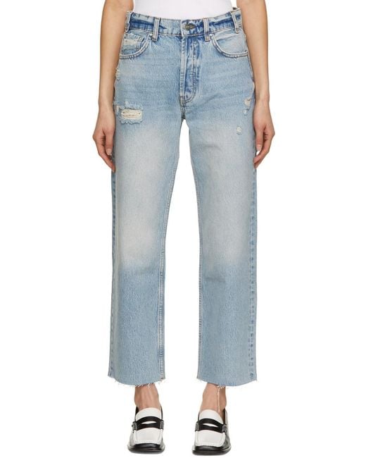 Anine Bing Blue Logo High Waist To Make Old Jeans