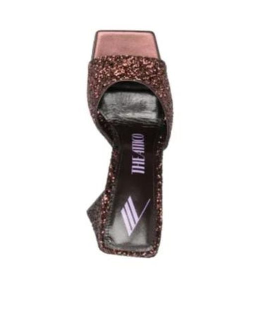 The Attico Brown Devon Sequin-Embellished Mules