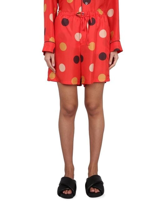 Aspesi Red Printed Shorts