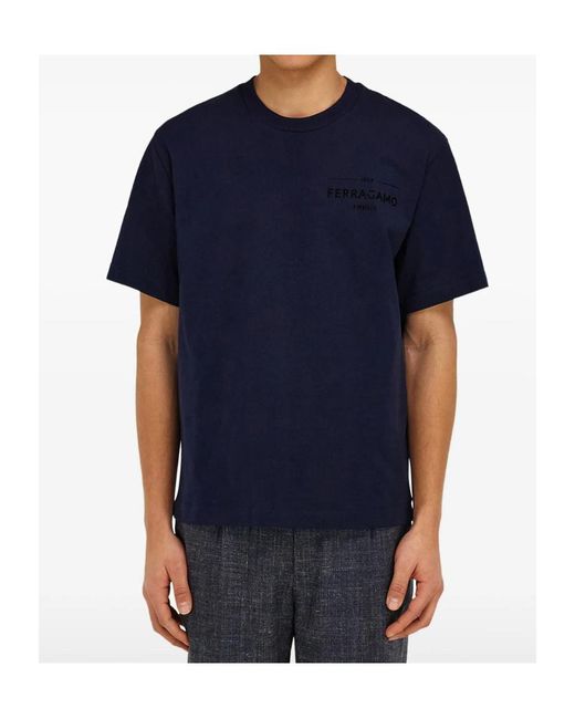 Ferragamo Blue Short-Sleeved T-Shirt for men