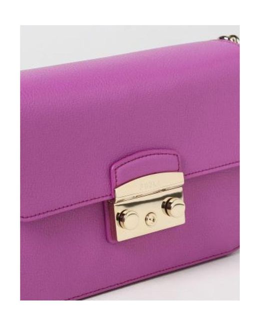 Furla Purple Logo Chain Shoulder Bag