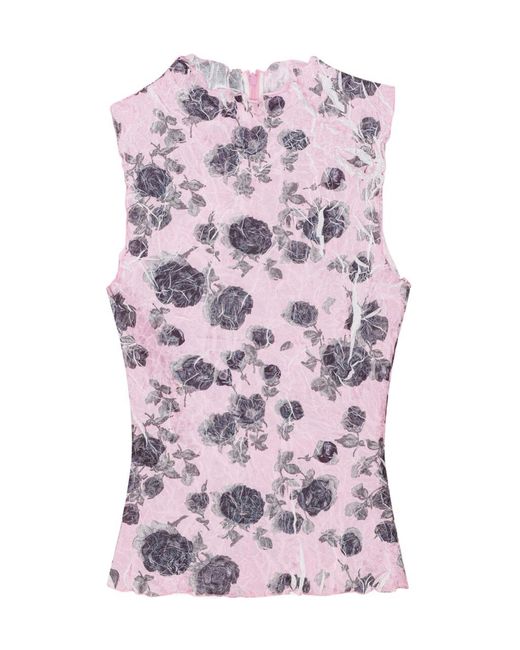 Ganni Purple Floral Printed Top