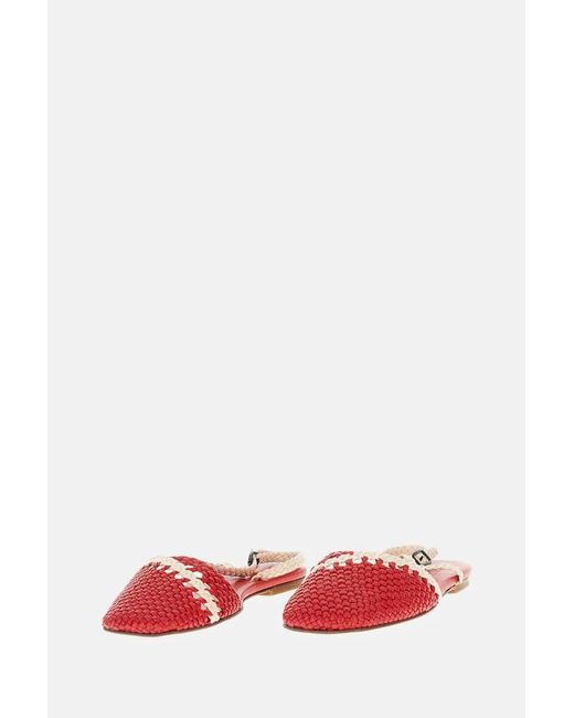 Hereu Red Rondaia Woven Asymmetrical Sandals