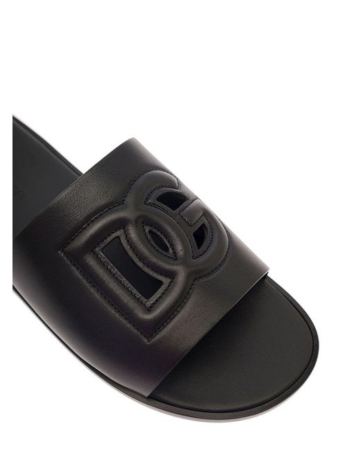 Dolce & Gabbana Black Dg Cut-Out Detailed Slides for men