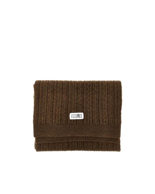 MM6 by Maison Margiela Brown Numeric Patch Ribbed Scarf for men