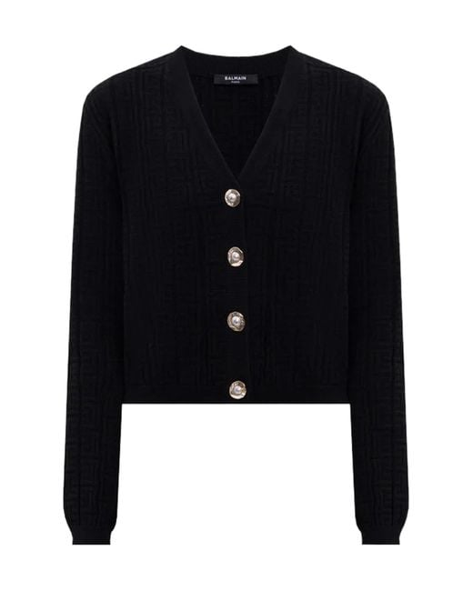 Balmain Black V-Neck Buttoned Cardigan