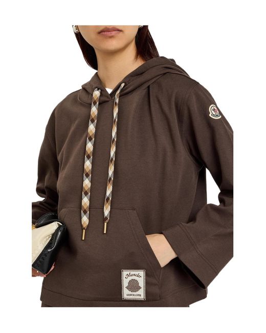 Moncler Brown Hooded Cotton-Blend Sweatshirt